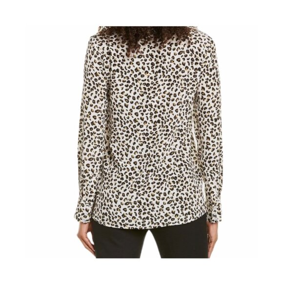Tyler Boe Small Carson Long Sleeve Cheetah Animal Print Silk Blouse - Picture 2 of 8